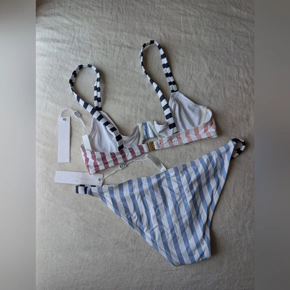 Caroline Constas Striped Bikini - Pink and White - Picture 2 of 2